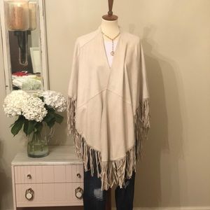 Alberto Makali faux suede fringed poncho